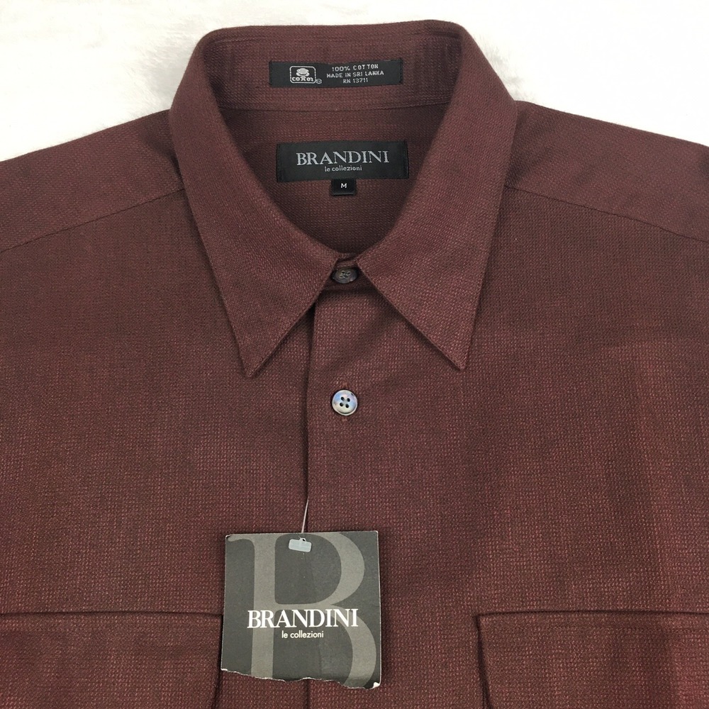 Brandini Le Collezioni Shirt Mens Medium Burgundy Heavy Cotton Dual Pocket NWT!